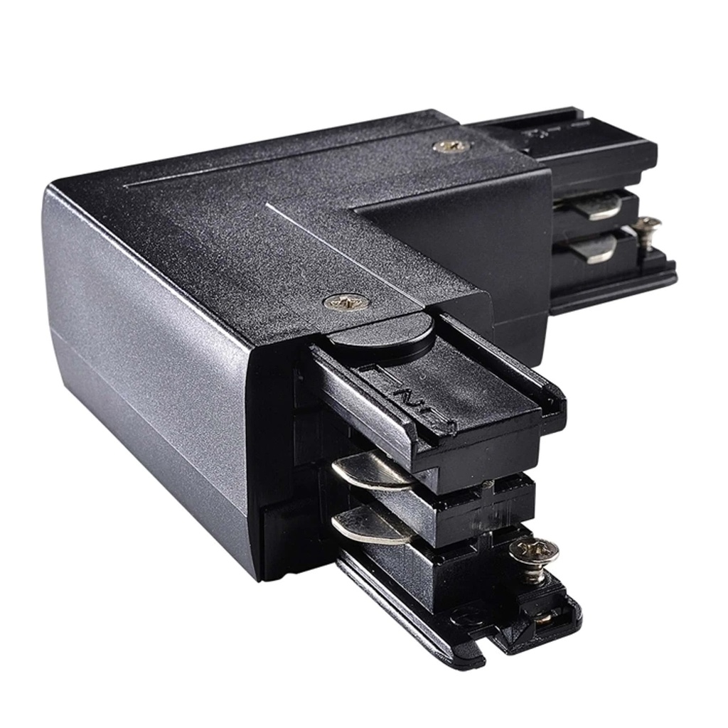 [T03A4LCI10B] A-Track 3-Fase 90° Connector (Zwart, Earth In)